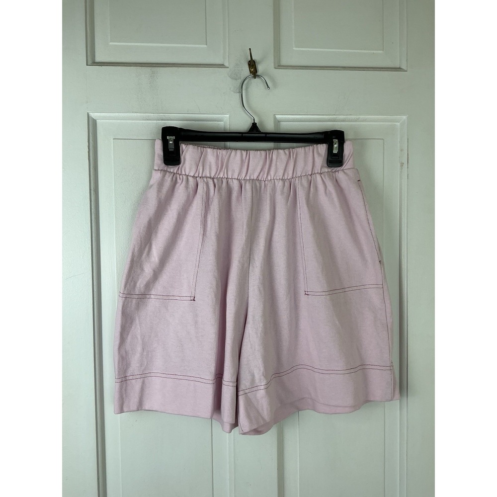 Free People FP Beach Strada Shorts Cotton Relaxed Pink Sz XS Pull On Oversized
